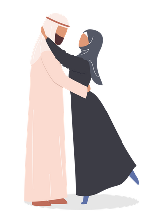 Muslim couple hugging each other with love  Illustration