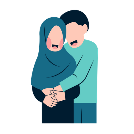 Muslim couple hugging  Illustration