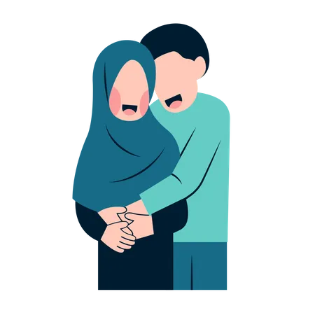 Muslim couple hugging  Illustration