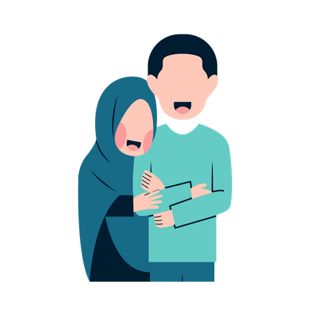 Muslim couple hugging  Illustration