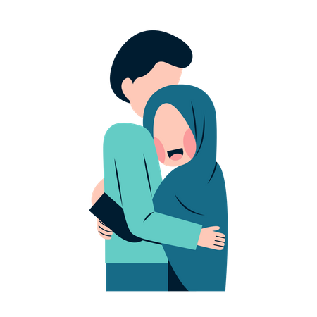 Muslim couple hugging  Illustration