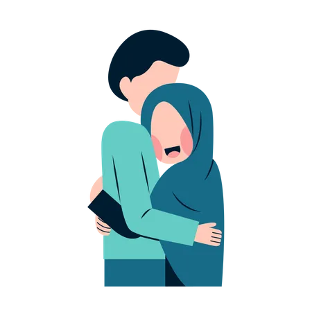 Muslim couple hugging  Illustration