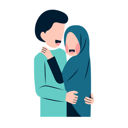 Muslim couple hugging  Illustration