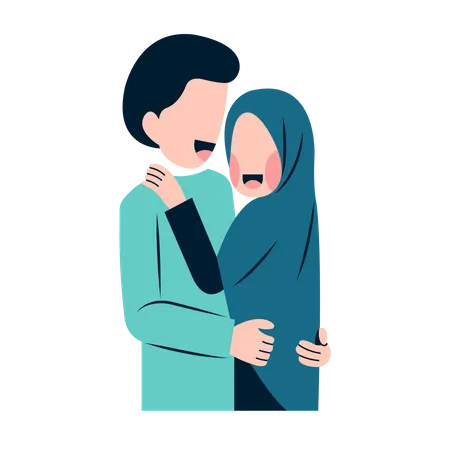 Muslim couple hugging  Illustration