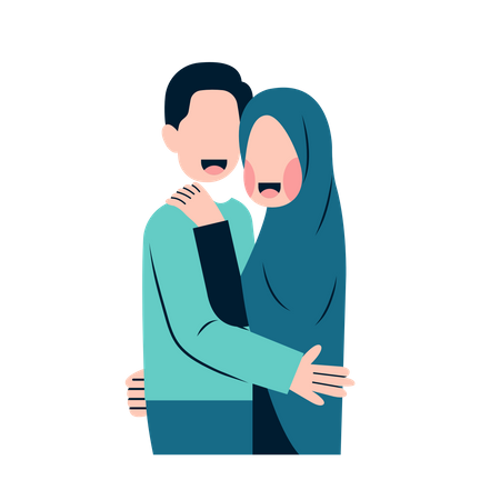 Muslim couple hugging  Illustration