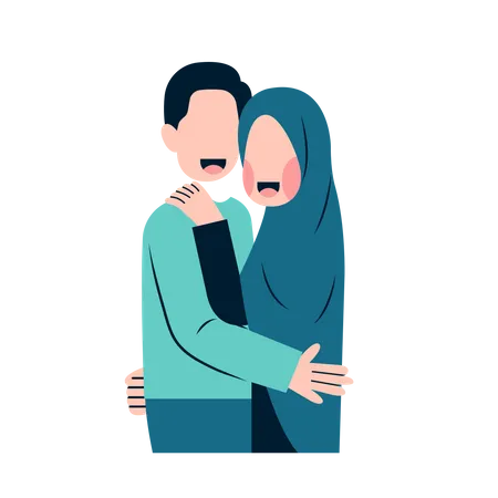 Muslim couple hugging  Illustration