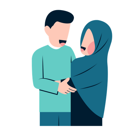 Muslim couple hugging  Illustration