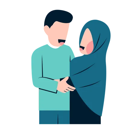 Muslim couple hugging  Illustration