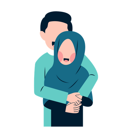 Muslim couple hugging  Illustration