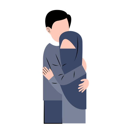 Muslim Couple hugging  Illustration