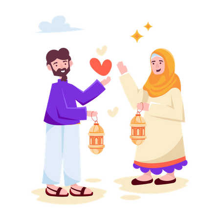 Muslim Couple  Illustration