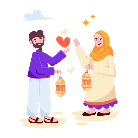 Muslim Couple  Illustration