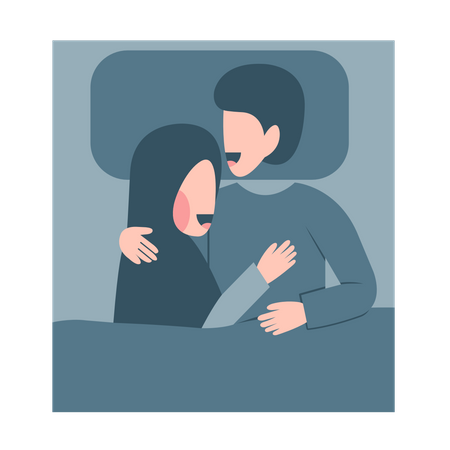 Muslim Couple In Bed  Illustration