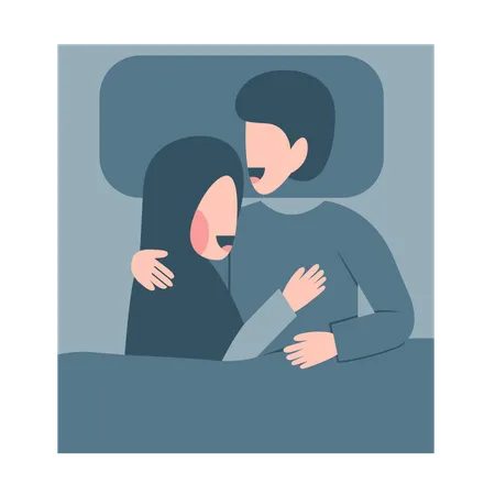 Muslim Couple In Bed  Illustration