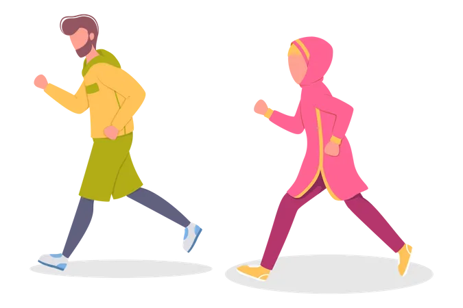 Muslim couple jogging  Illustration