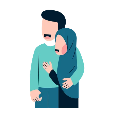 Muslim couple looking together  Illustration