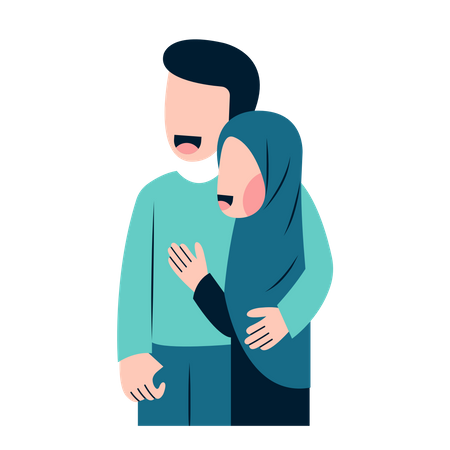 Muslim couple looking together  Illustration