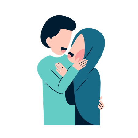 Muslim couple loving each other  Illustration
