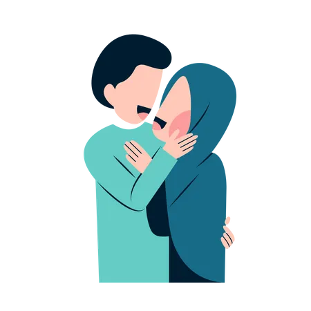 Muslim couple loving each other  Illustration