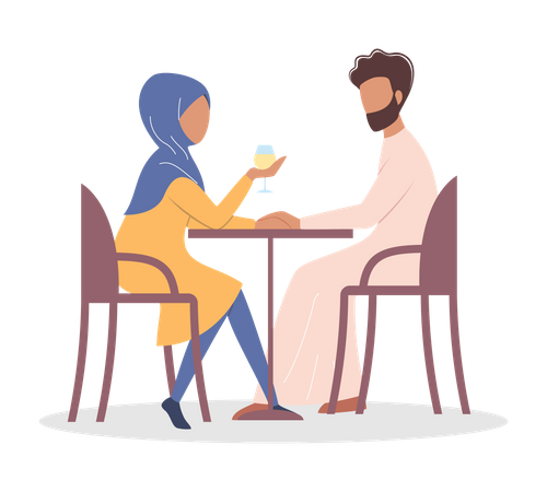 Muslim couple on a romantic date Illustration