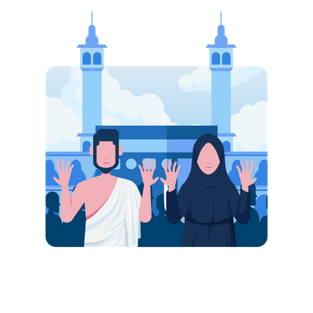 Muslim couple praying Illustration