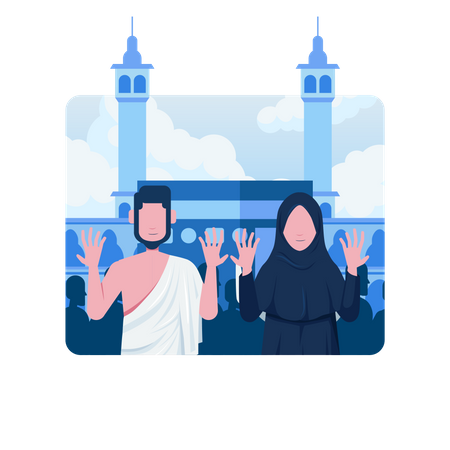 Muslim couple praying  Illustration