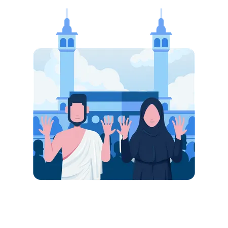 Muslim couple praying  Illustration