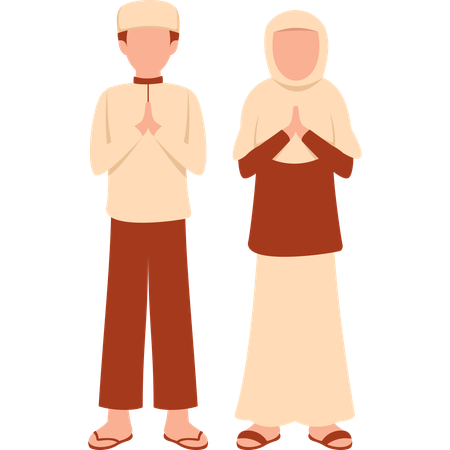 Muslim Couple Salam Pose  Illustration