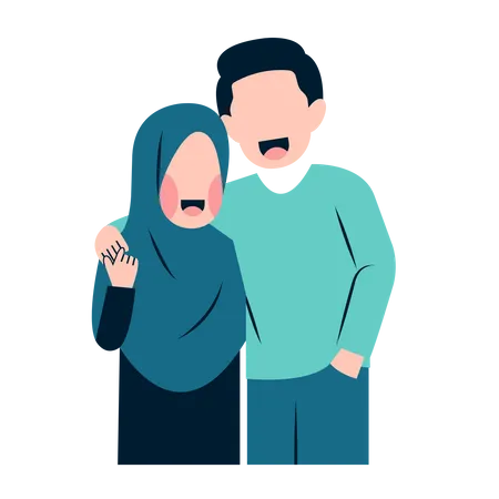 Muslim Couple Illustration Illustration