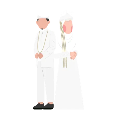 Muslim couple standing together  Illustration