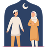 free muslim couple standing illustrations