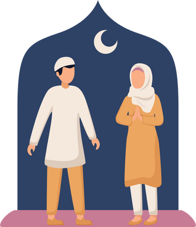 Muslim couple standing together  Illustration