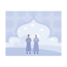 illustrations for muslim couple standing
