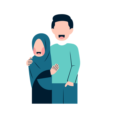 Muslim couple standing with each other  Illustration