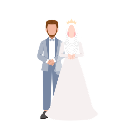 Muslim couple standing with each other  Illustration