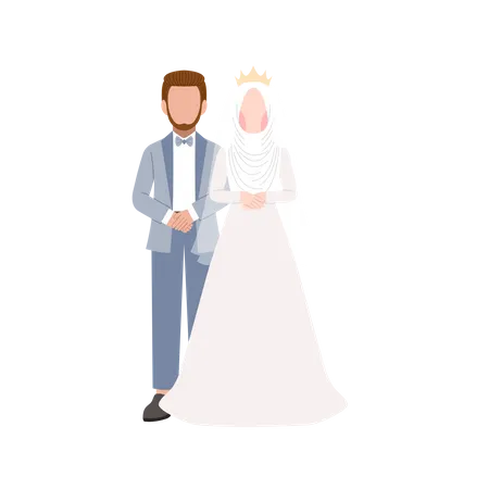 Muslim couple standing with each other Illustration