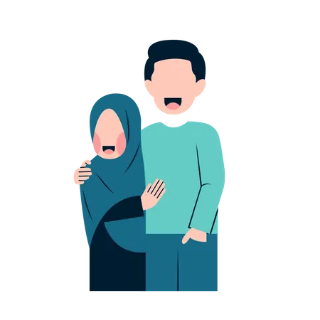 Muslim couple standing with each other  Illustration