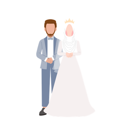 Muslim couple standing with each other  Illustration