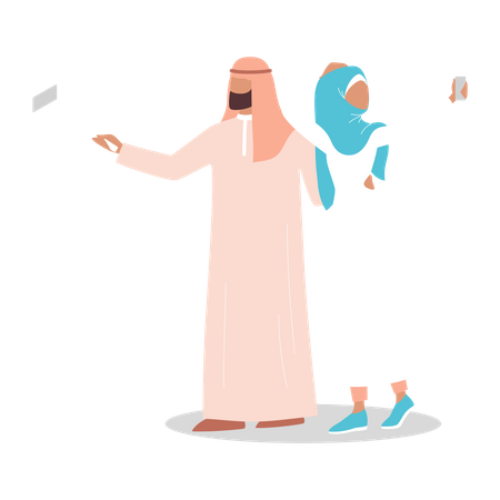 Muslim couple taking selfie  Illustration