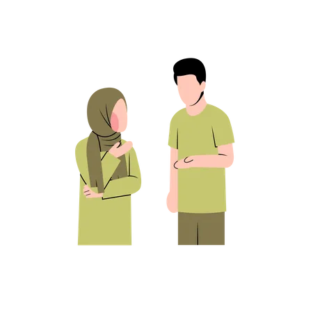 Muslim Couple talking  Illustration