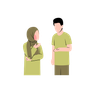 illustrations for muslim couple talking