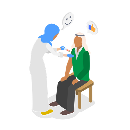 Muslim Doctor doing Influenza Treatment  Illustration