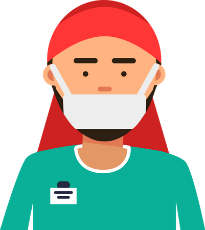 Muslim doctor with facemask  Illustration