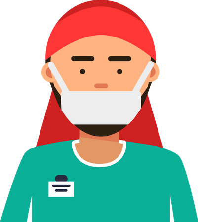 Muslim doctor with facemask  Illustration