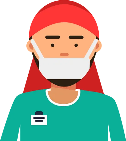 Muslim doctor with facemask  Illustration