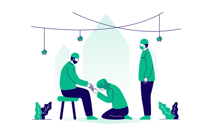 Muslim families forgive each other in the month of ramadan Illustration