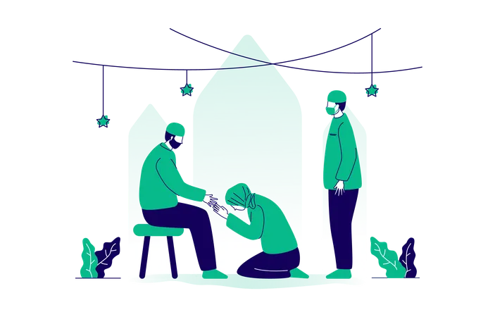 Muslim families forgive each other in the month of ramadan  Illustration