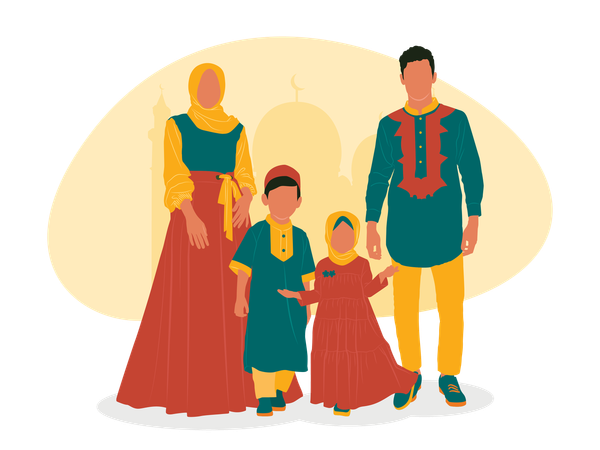Muslim Family  Illustration