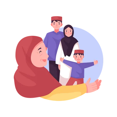 Muslim family Illustration