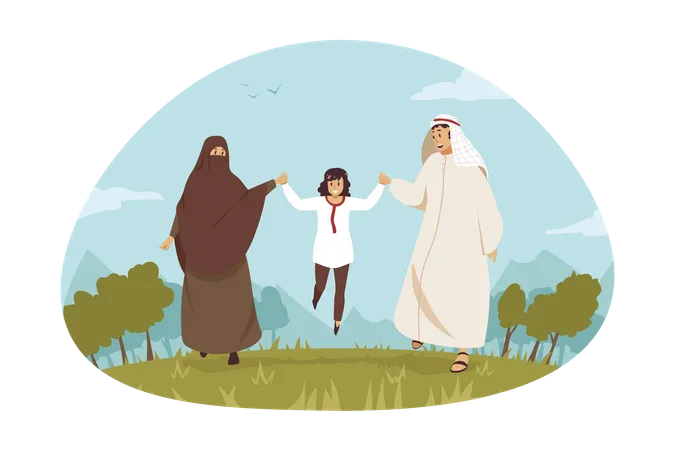 Muslim family  Illustration